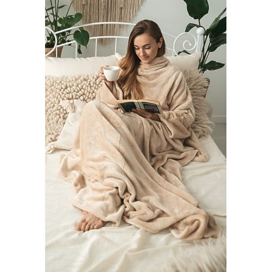 Deka CASHMERE TOUCH s rukávmi - 150 x 210 cm (béžová)